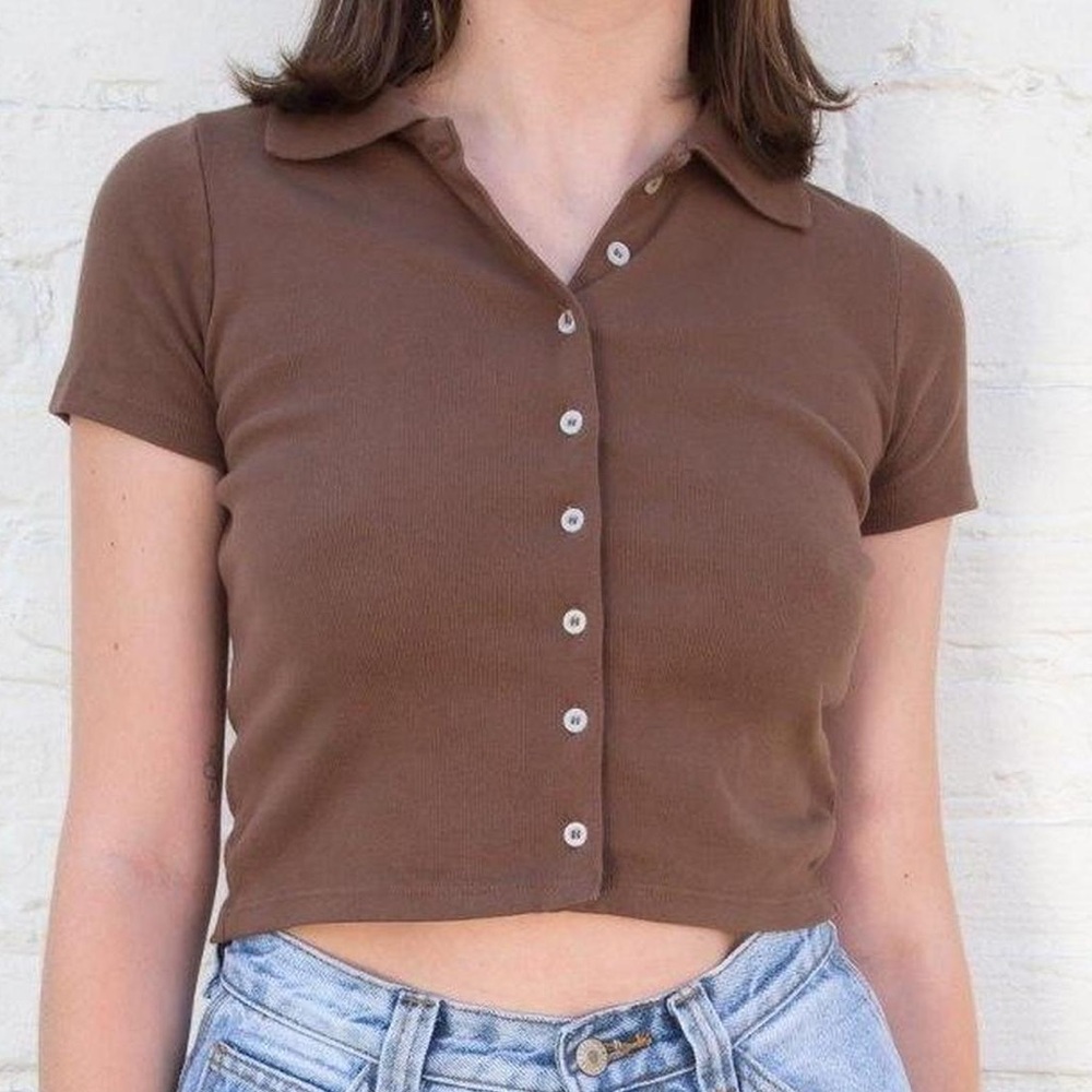 Brandy Melville Brown Button-up Shirt